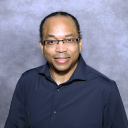 Man in blue shirt