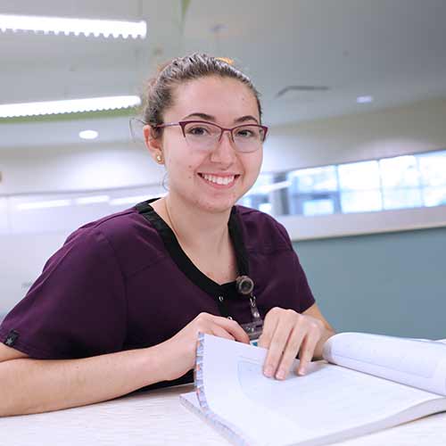 female student with book